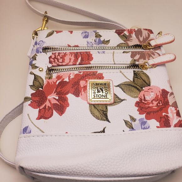 Floral pattern white stone mountain cross body purse bag spring light cute - Picture 9 of 11